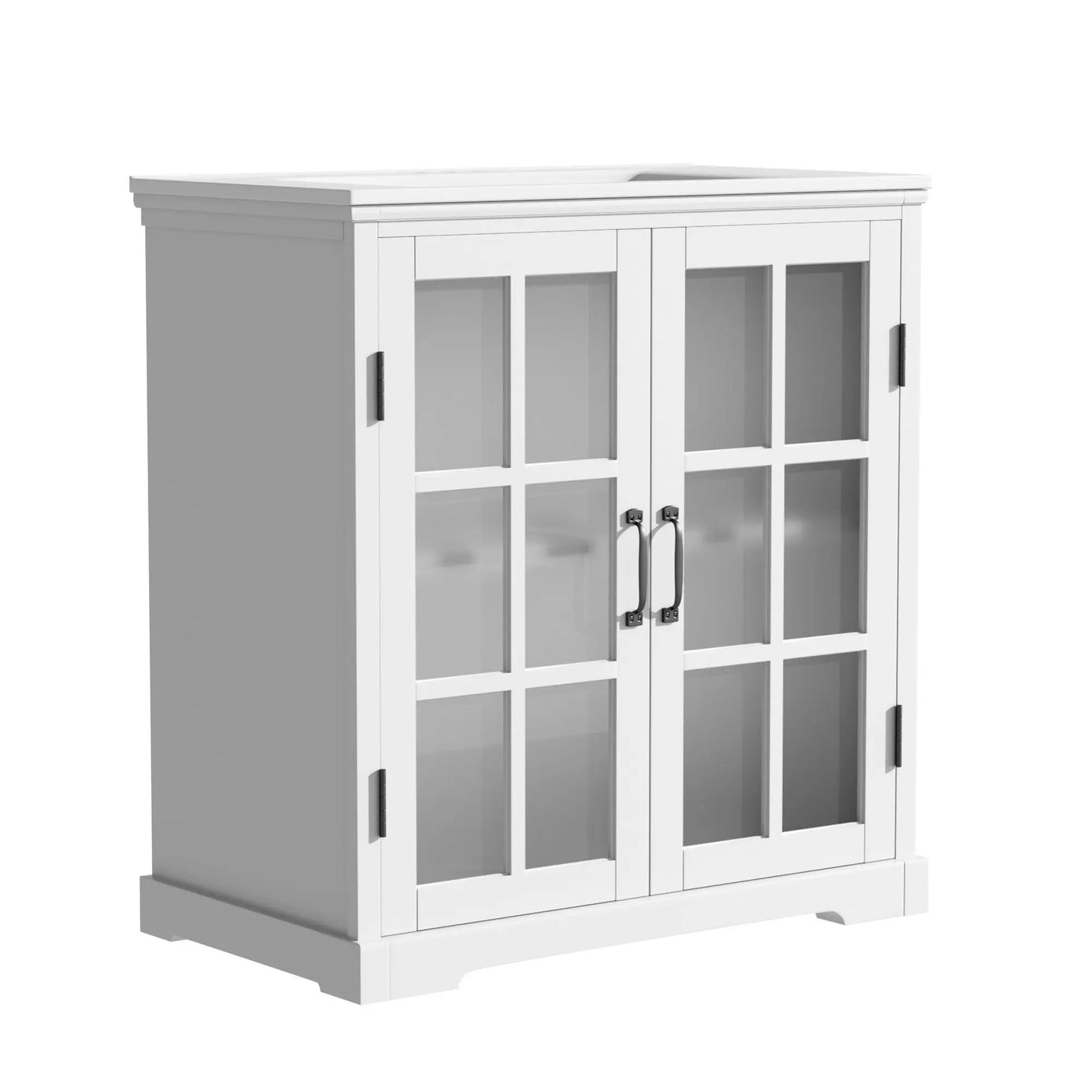 Modern Bathroom Vanity With Ceramic Sink, Tempered Blurred Glass Doors by HouseOfZazla