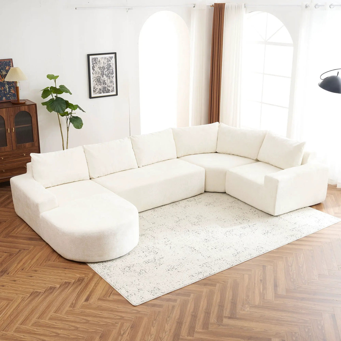U-Shaped Oversized Modular Cloud Sectional Sofa With Deep Seat For Living Room by HouseOfZazla