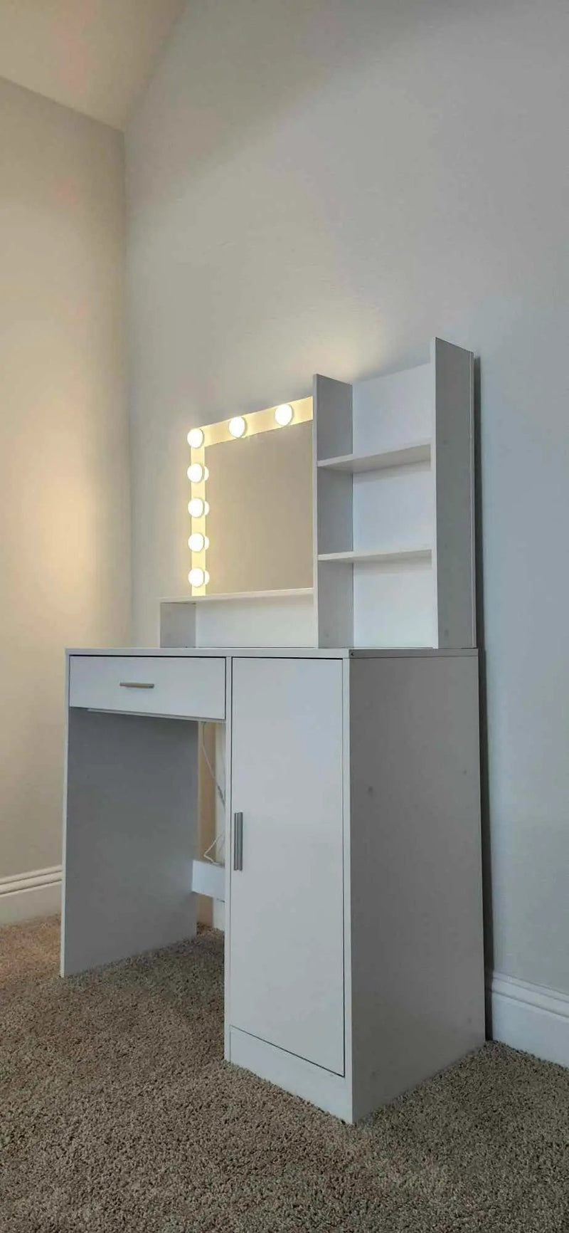 Pink Vanity Desk with Mirror & Light by HouseOfZazla