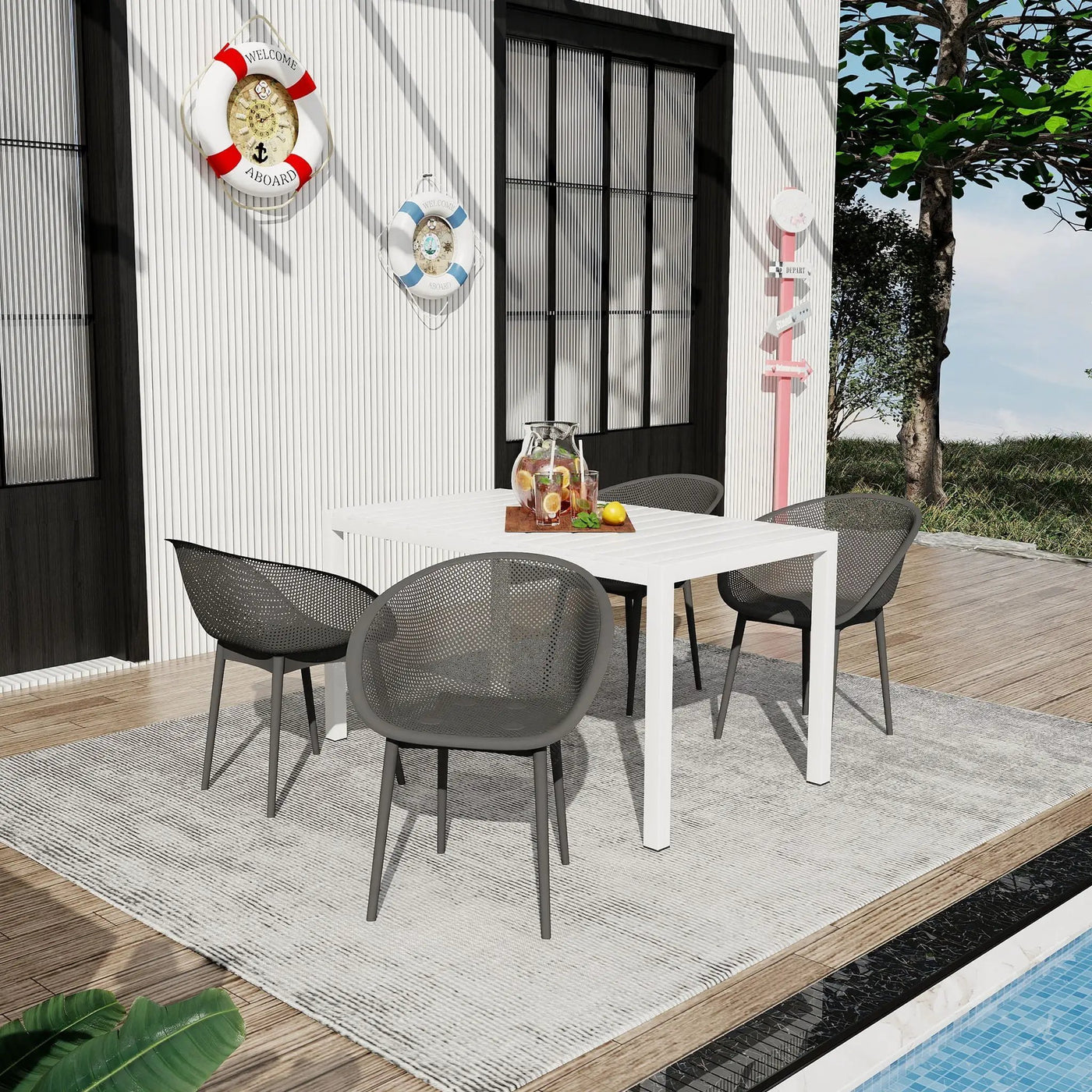 4 Pack Lounge Chair Set With Long Table by HouseOfZazla
