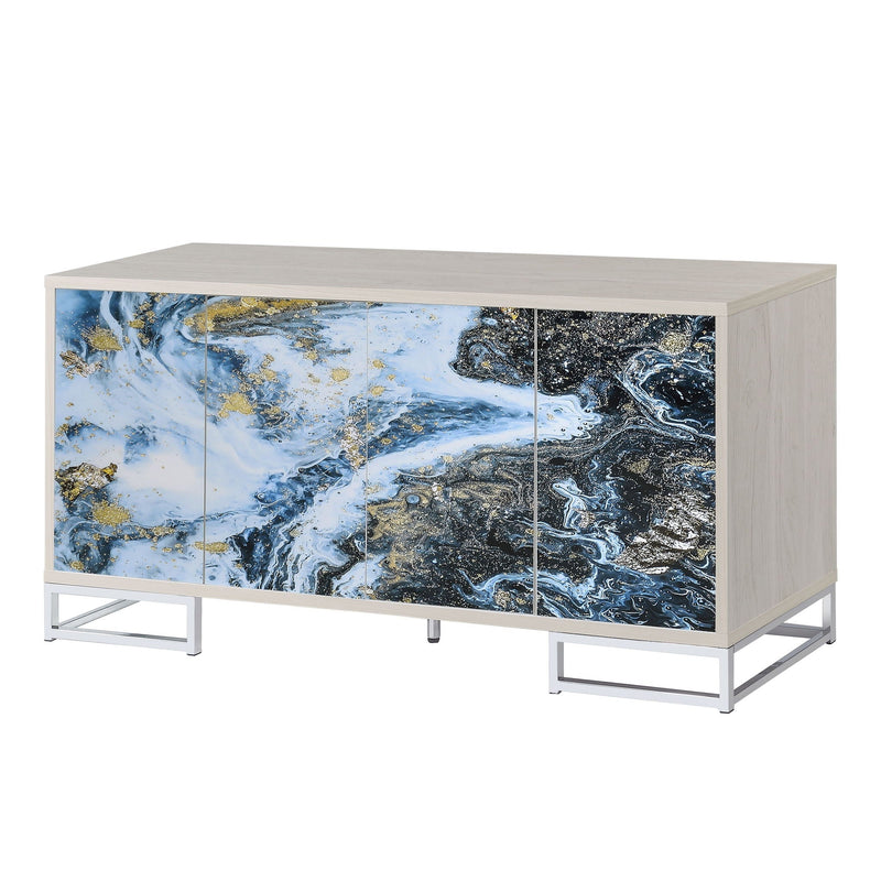Liam Marble Paint Console Cabinet with Chrome Base - Multi, photo 2 of 4