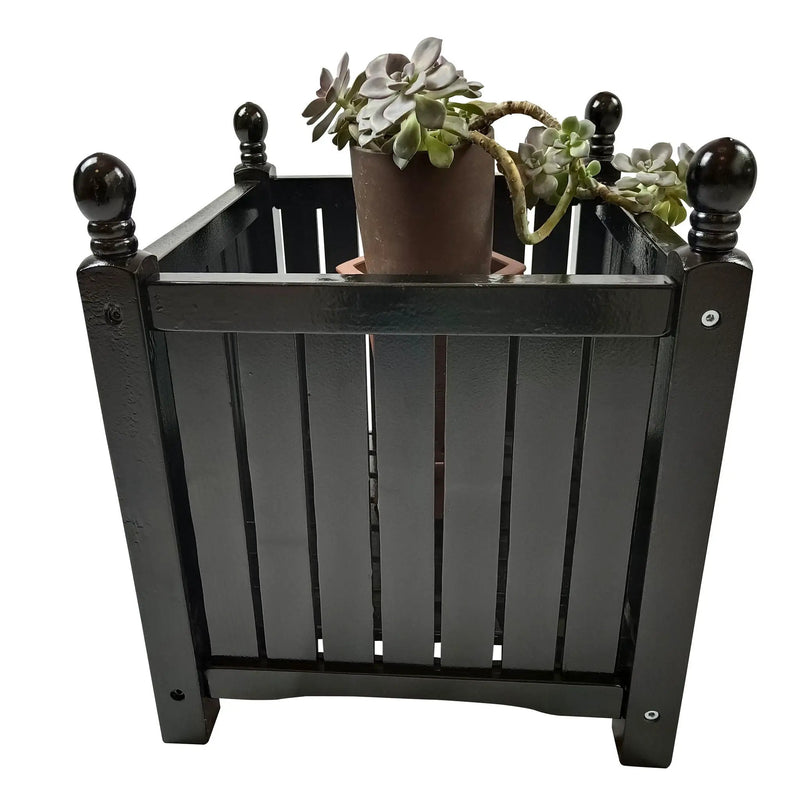 Outdoor Square Flower And Herb Pot For Garden, Porch And Patio Outside Plant And Vegetable Container, Planter - Black by HouseOfZazla
