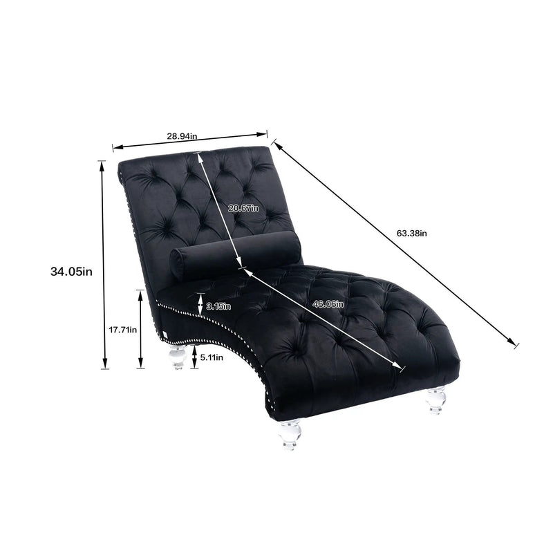 Chaise Lounge Indoor, Button Tufted Upholstered Chaise Lounge Chair With Pillow by Unique Piece Furniture
