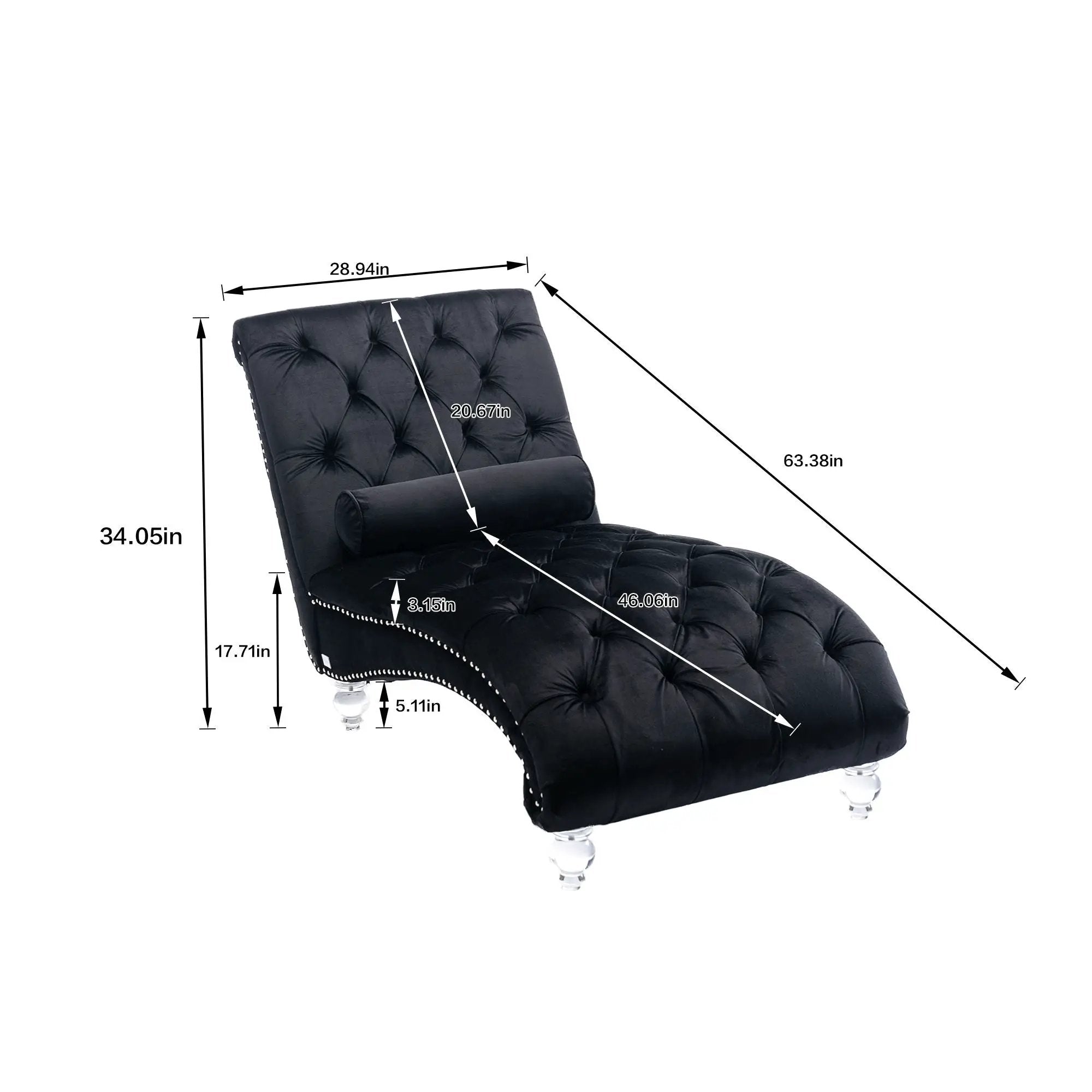 Chaise Lounge Indoor, Button Tufted Upholstered Chaise Lounge Chair With Pillow by HouseOfZazla