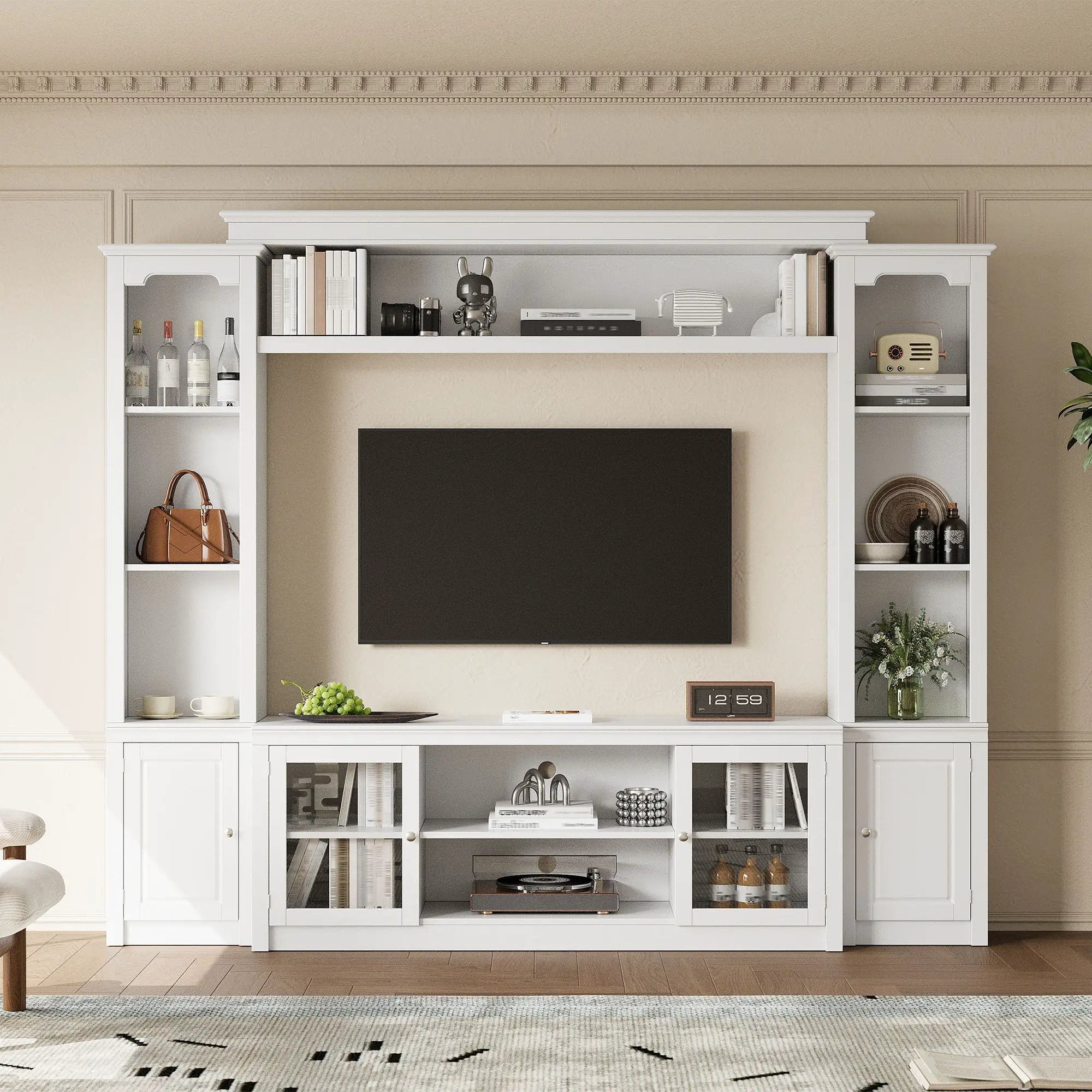 All-In-One TV Stand With Bookcase For TVs Up To 65" by Unique Piece Furniture