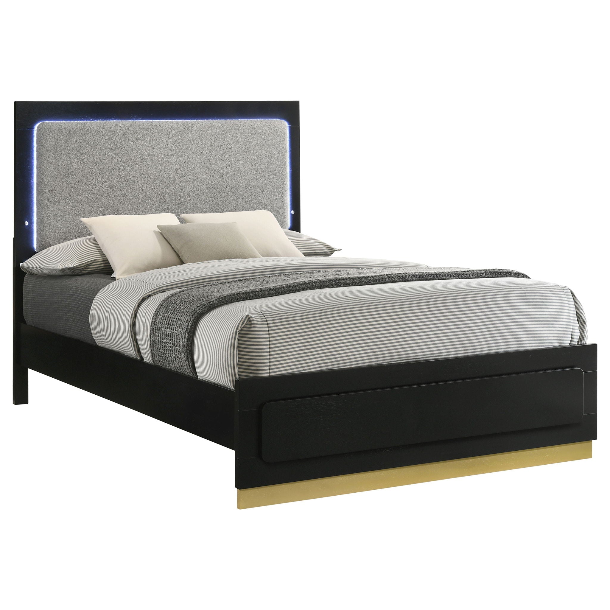 Caraway Wood Queen LED Panel Bed Black by Unique Piece Furniture