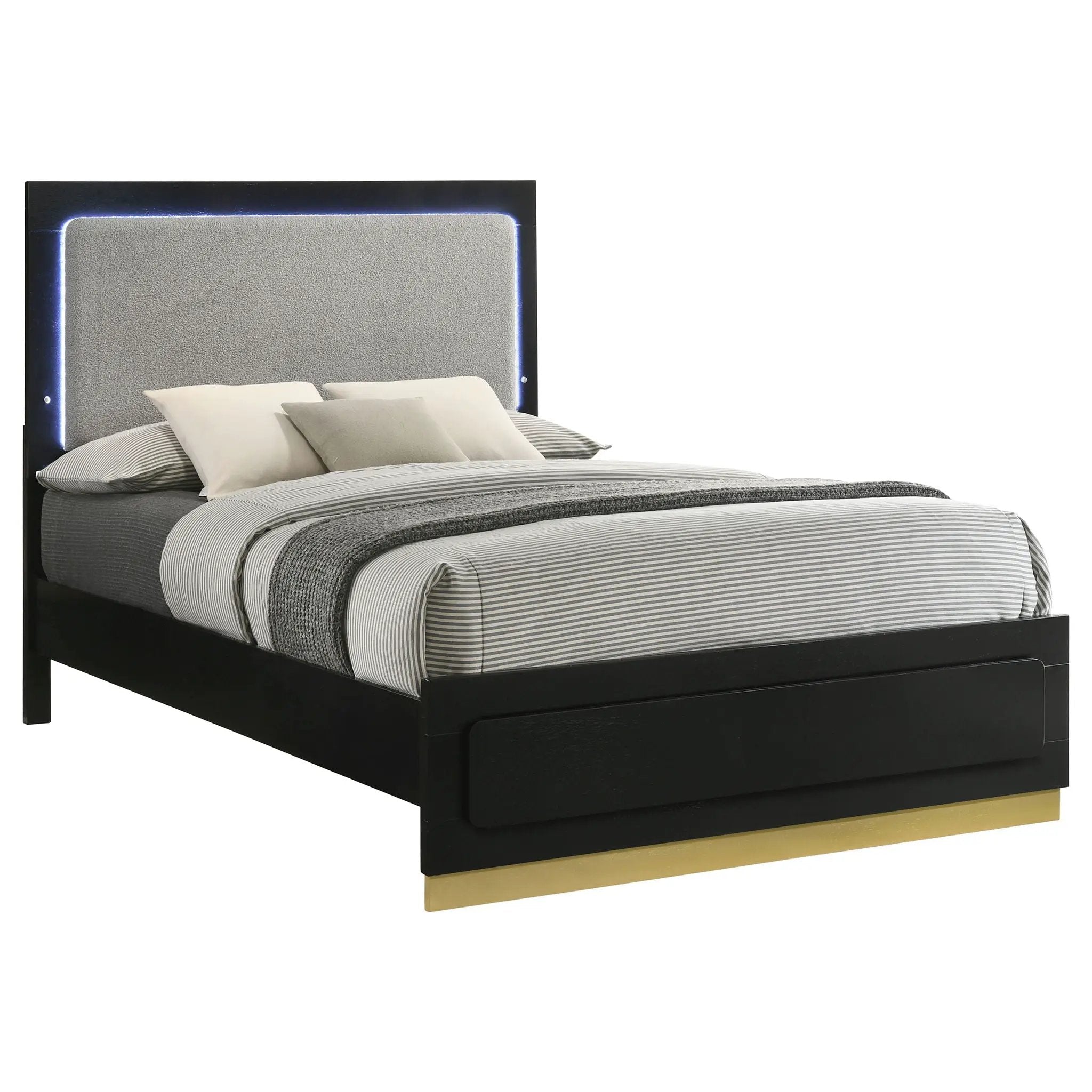 Caraway Wood Queen LED Panel Bed Black by Unique Piece Furniture