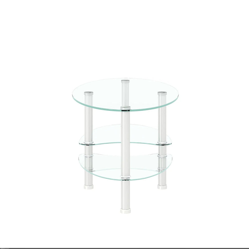 Transparent Oval Glass Coffee Table, Modern Table In Living Room Oak Wood Leg Tea Table 3-Layer Glass Table by Unique Piece Furniture