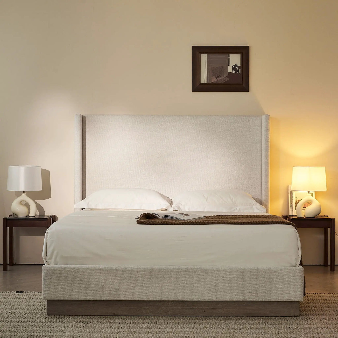 Hosford - Minimalist Upholstered Wingback Bed by HouseOfZazla