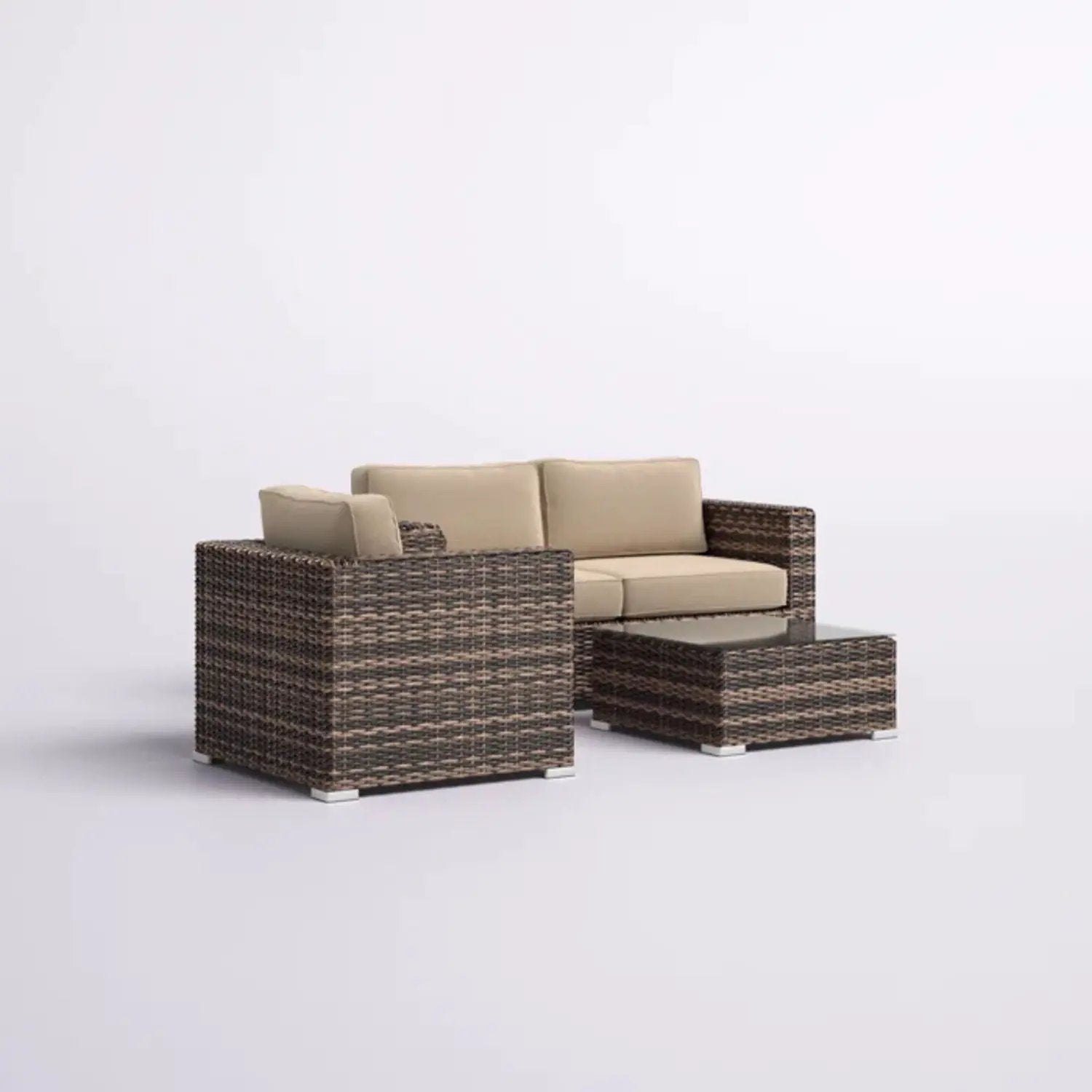 Modern Style Hdpe Wicker Seating Group With Cushions For 3 People In Brown Finish by HouseOfZazla