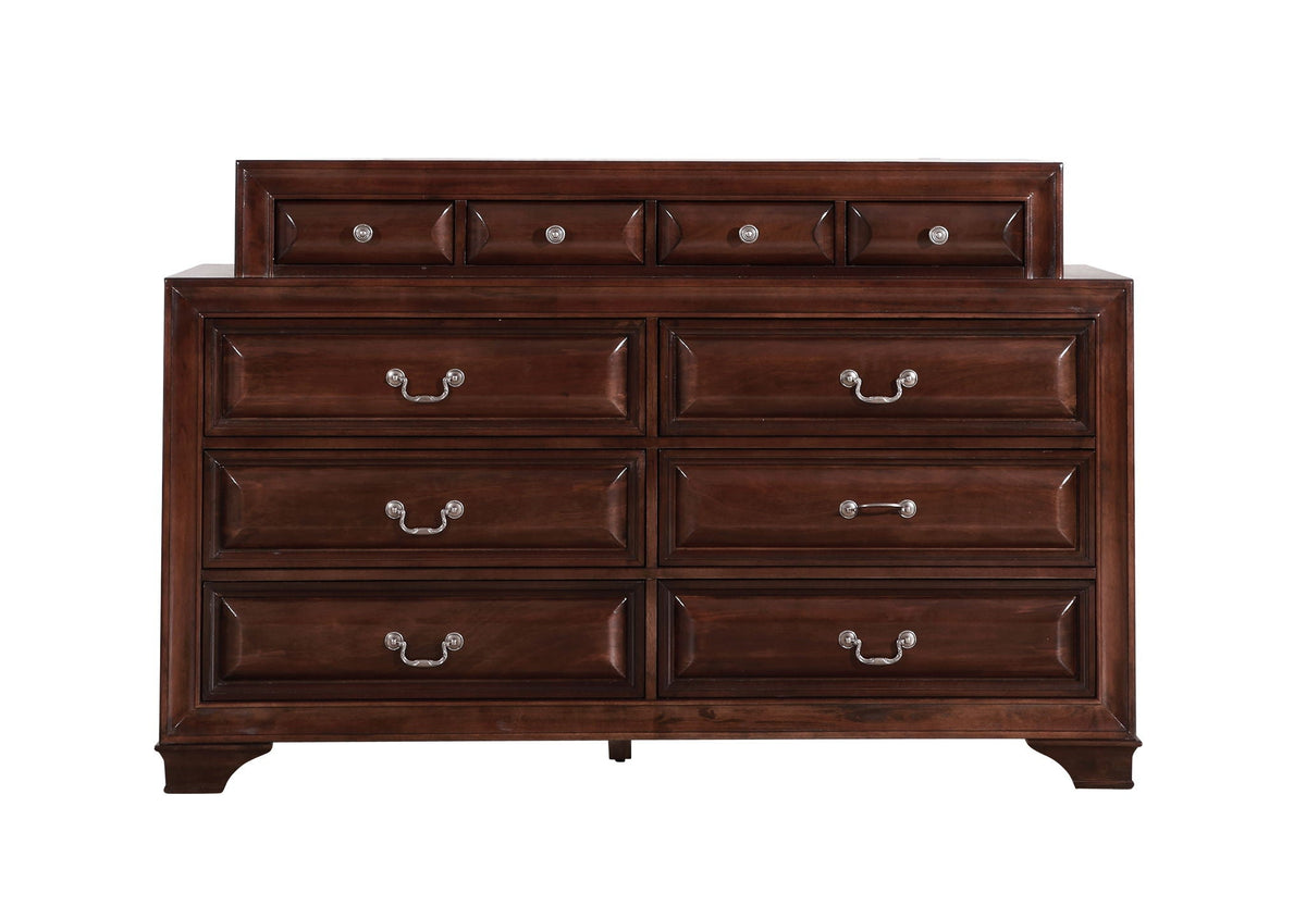LaVita Dresser with Real Wood Veneers and Dovetail Drawers - Light or Dark Brown, photo 3 of 14