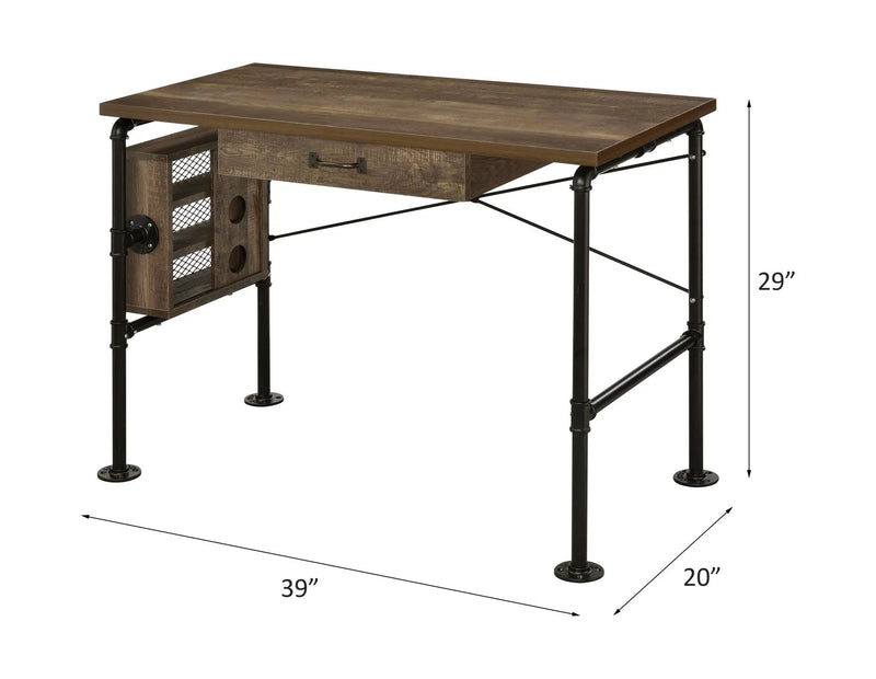 Endang - Writing Desk - Weathered Oak & Black by Unique Piece Furniture