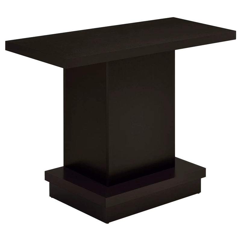 Fiona - Pedestal Console Table With Geometric Design - Cappuccino by HouseOfZazla