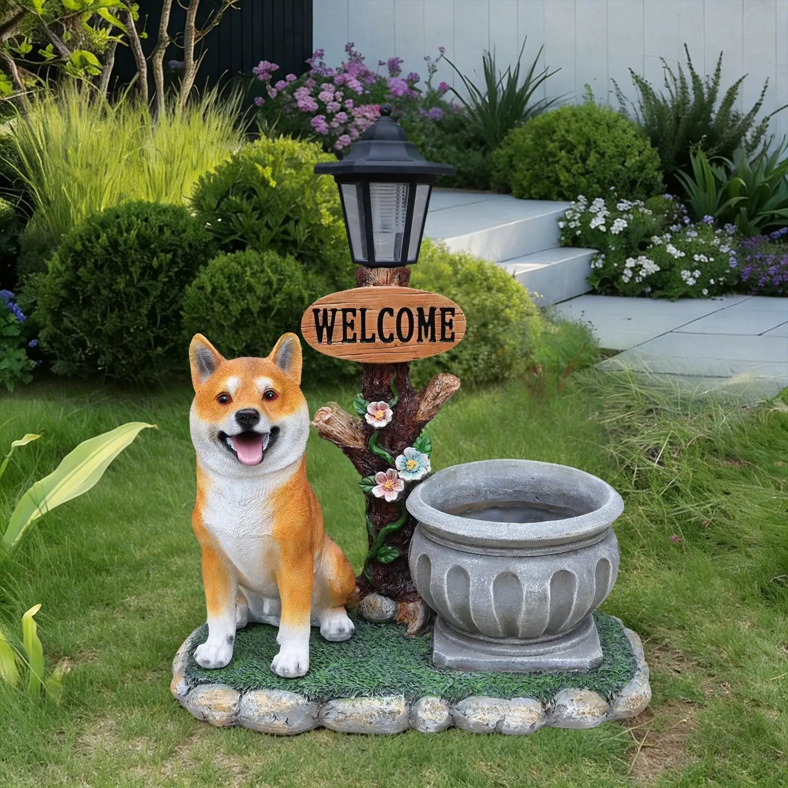Sitting Akita Dog Planter Garden Decor by HouseOfZazla
