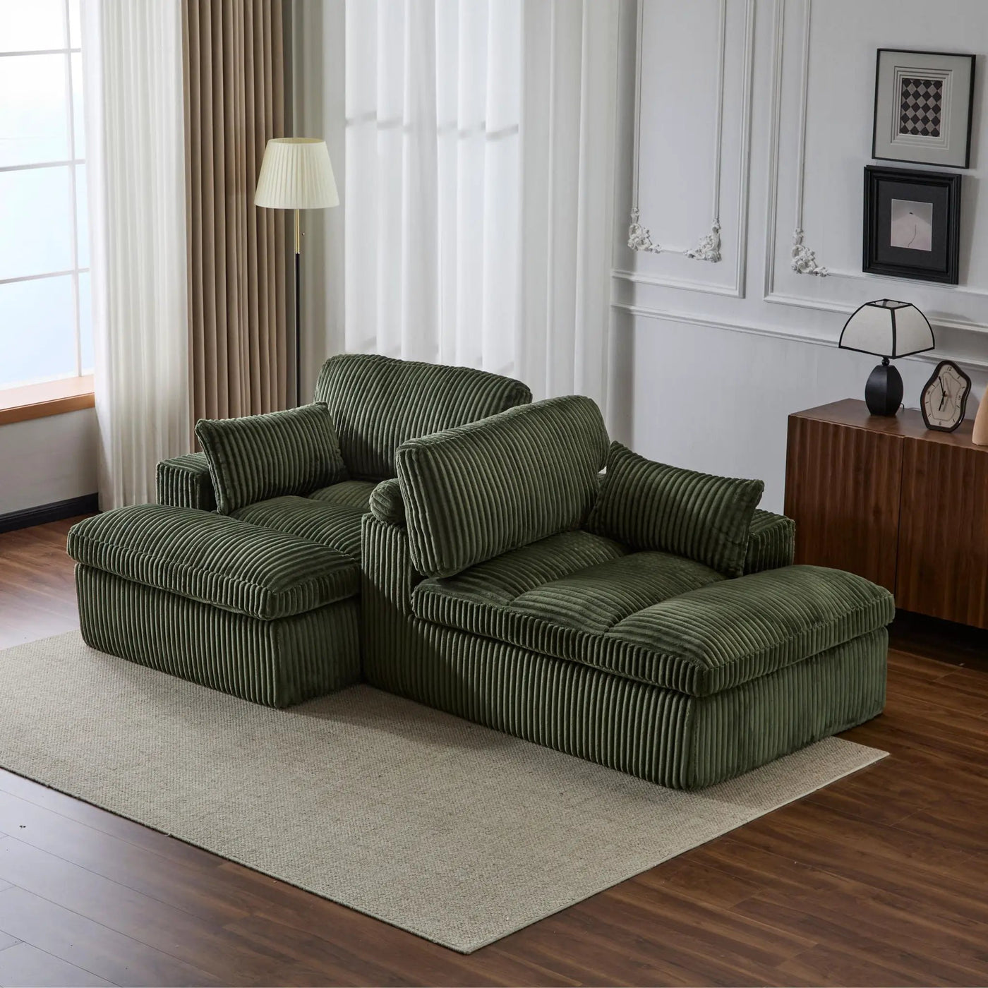 Double Chaise Lounge Chair, Oversized Upholstered Sleeper Cloud Couch by HouseOfZazla