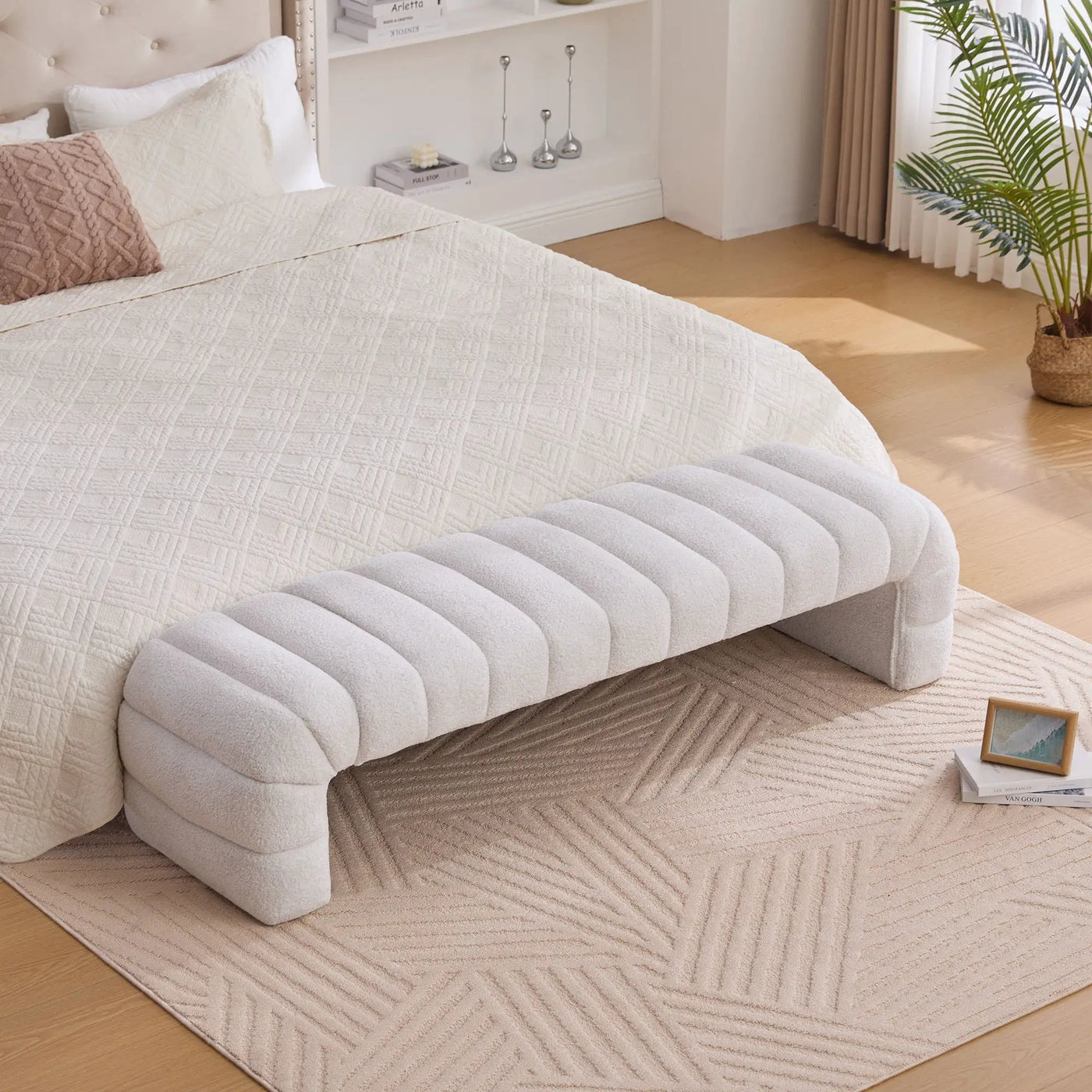 Modern Upholstered Armless Bed Bench With Channel Tufted Design by Unique Piece Furniture