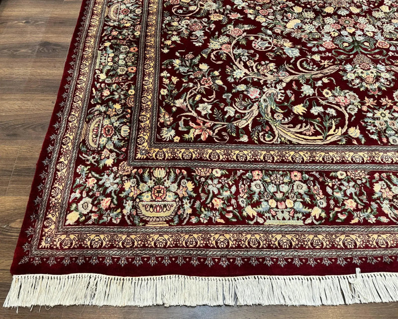 Burgundy Persian Rug 8x10, Pak Persian Floral Carpet, Very Fine 300 KPSI by Jewel Rugs