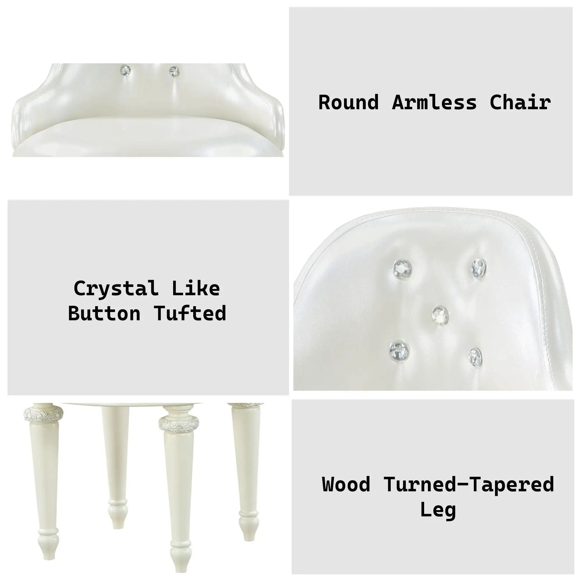 Dorothy - Vanity Chair With Swivel Chair Only - Ivory by HouseOfZazla