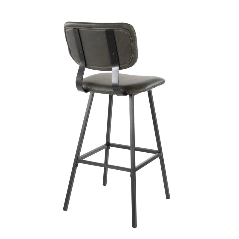 Foundry - Contemporary Barstool Zig Zag Stitching (Set of 2) - Black / Gray by HouseOfZazla