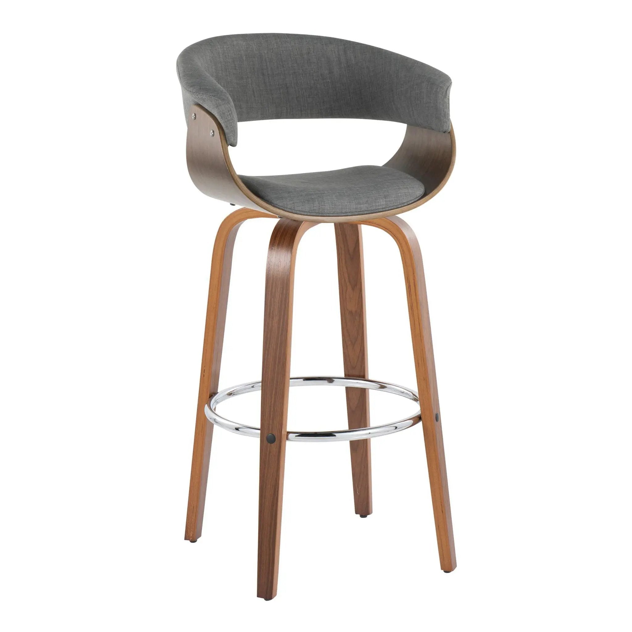 Vintage Mod - Mid Century Modern Fixed Height Barstool With Swivel With Round Footrest (Set of 2) by Unique Piece Furniture