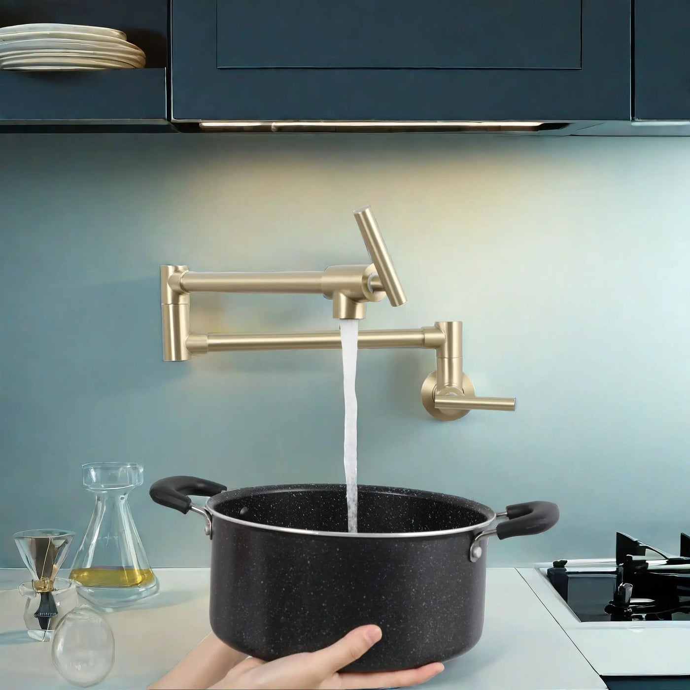 Modern Design Wall Mount Pot Filler Faucet Folding Stretchable by HouseOfZazla