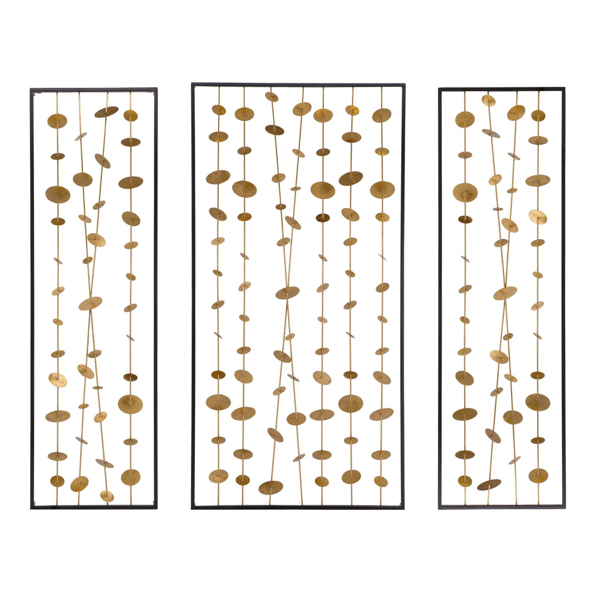 Metal Decorative Wall Art with Frame - Set of 3 - Gold, photo 2 of 11