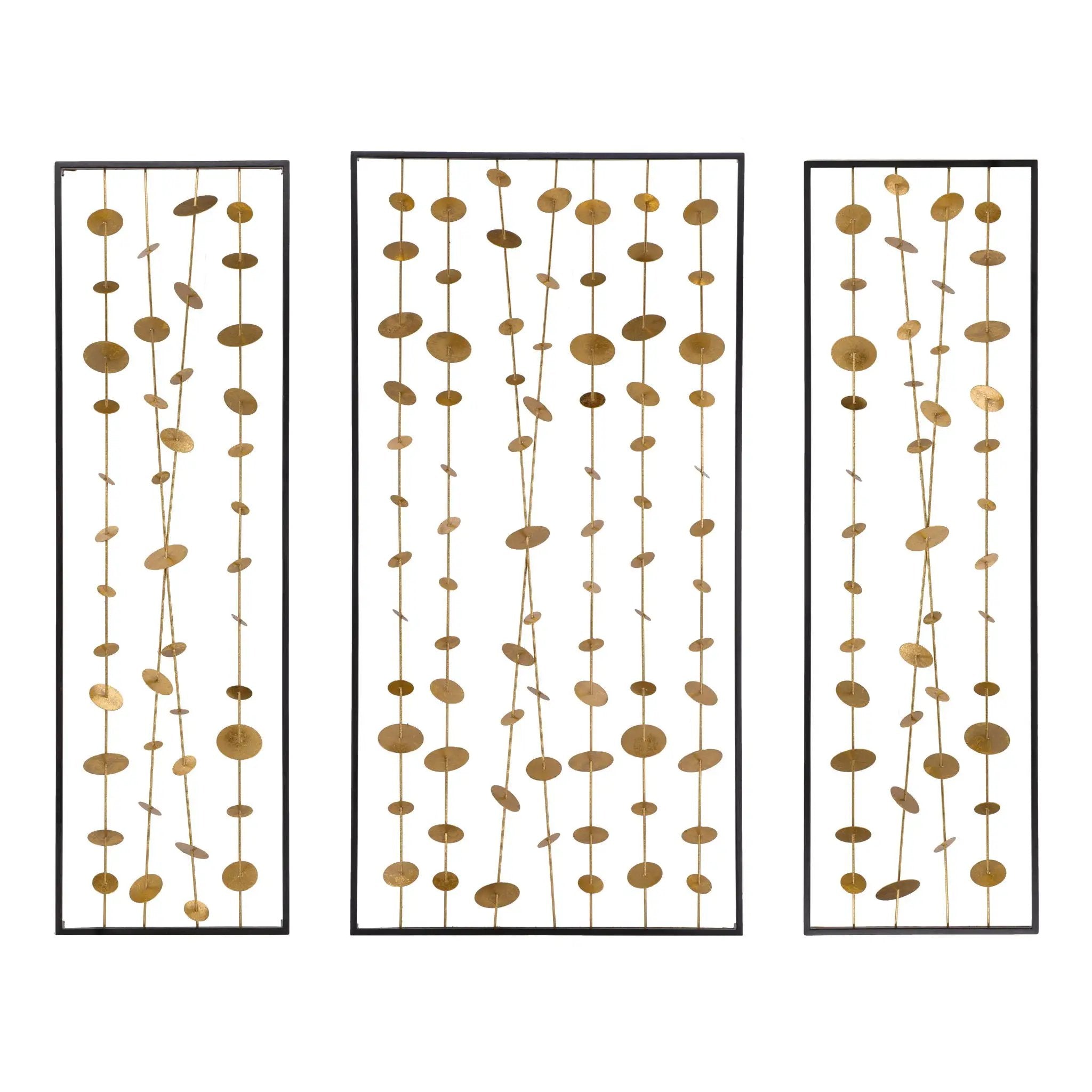 Metal Decorative Wall Art With Frame, Wall Decor For Living Room (Set of 3) - Gold by HouseOfZazla
