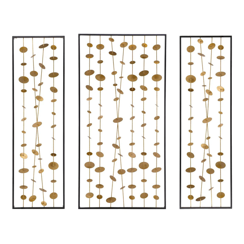Metal Decorative Wall Art With Frame, Wall Decor For Living Room (Set of 3) - Gold by Unique Piece Furniture