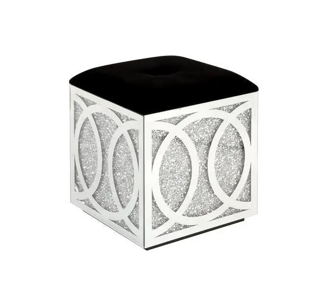 Noralie - 24" Ottoman With Storage - Mirrored & Faux Diamonds by Unique Piece Furniture