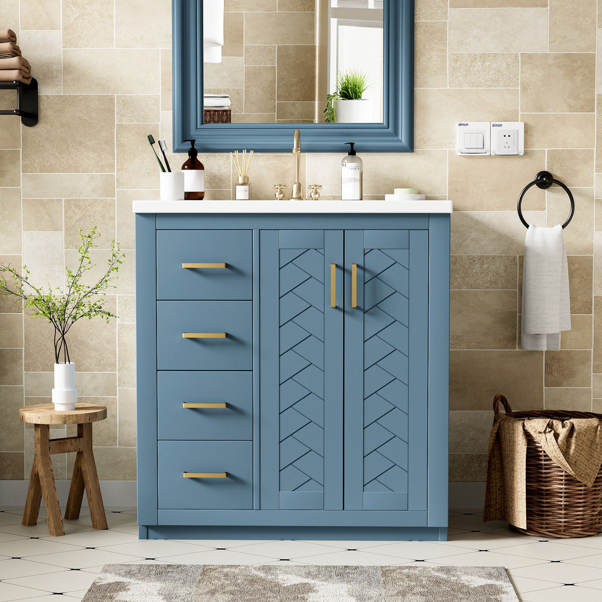 Ceramic Sink Vanity Combo with 3 Drawers and Soft Closing Doors - 30", photo 20 of 40