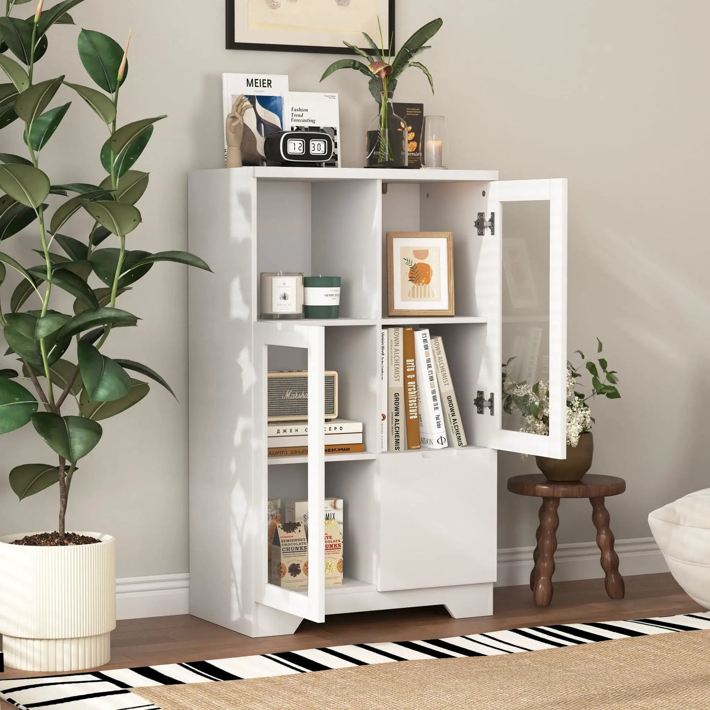 Modern Cabinet With Glass Doors And Drawer by HouseOfZazla
