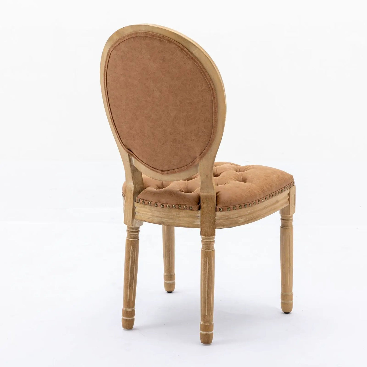 French Style Solid Wood Frame Antique Painting, Hand-Pulled Buckle Decoration Artificial Dining Chair With Nailhead Trim, Wood Legs by HouseOfZazla