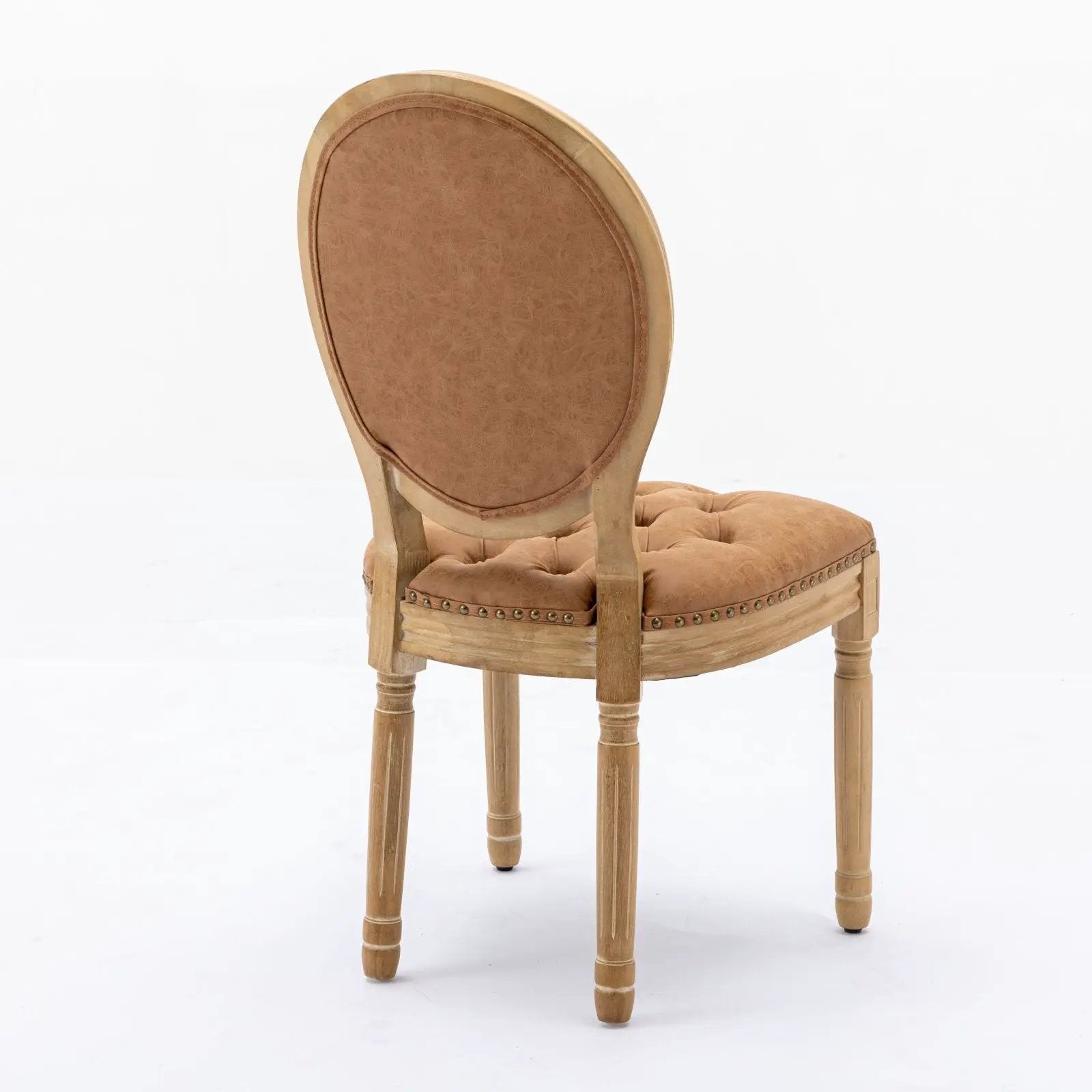 French Style Solid Wood Frame Antique Painting, Hand-Pulled Buckle Decoration Artificial Dining Chair With Nailhead Trim, Wood Legs by Unique Piece Furniture