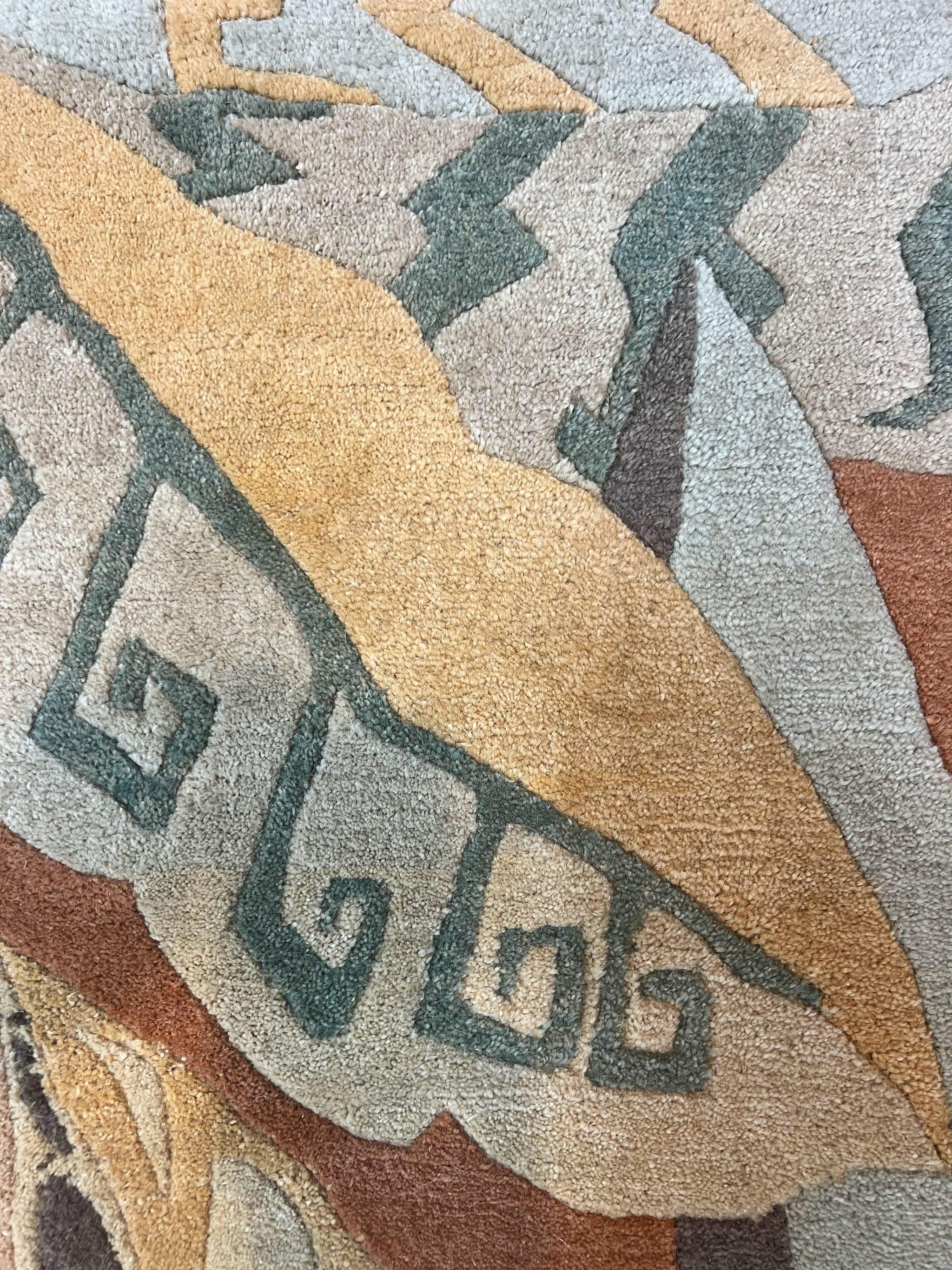 Modern Tibetan Rug 7x10, Soft Wool, Tufenkian Style Carpet, Tibet Nepali Rug, Open Field, Handmade Wool Rug by Jewel Rugs