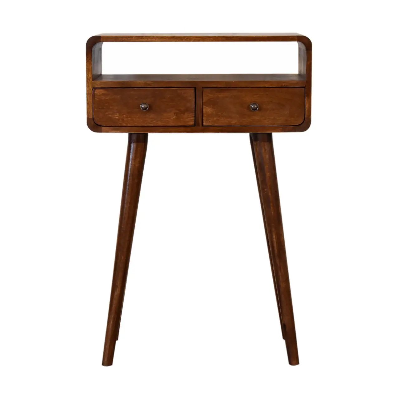 Solid Wood Mini Console Table, 2 Drawers, 1 Open Slot by HouseOfZazla
