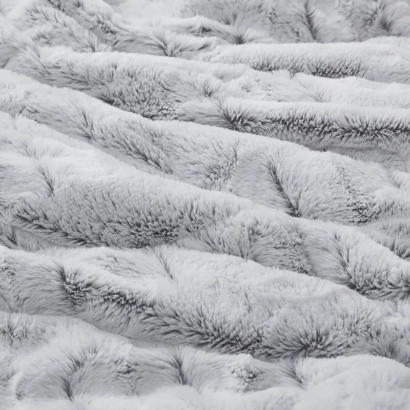 King/Cal King Back Print Long Fur Comforter Mini Set by HouseOfZazla