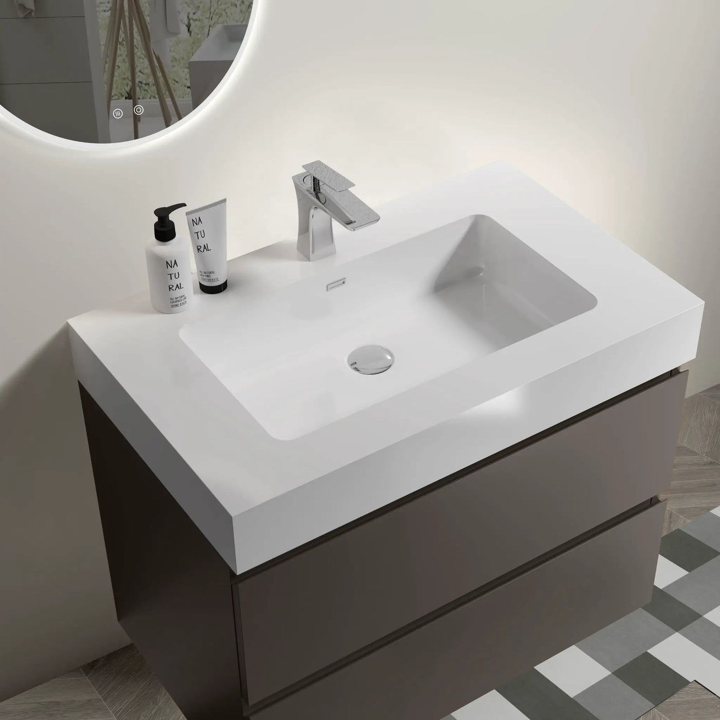 Alice - Bathroom Vanity With Sink, Large Storage Wall Mounted Floating Bathroom Vanity For Modern Bathroom, One-Piece Sink Basin Without Drain And Faucet by HouseOfZazla