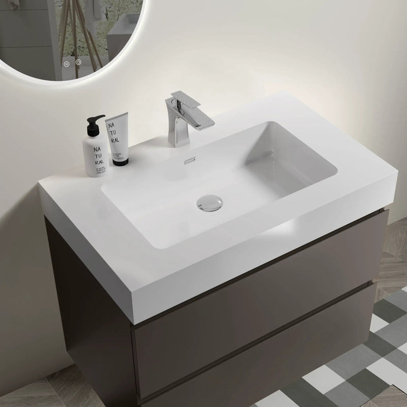 Alice - Bathroom Vanity With Sink, Large Storage Wall Mounted Floating Bathroom Vanity For Modern Bathroom, One-Piece Sink Basin Without Drain And Faucet by Unique Piece Furniture