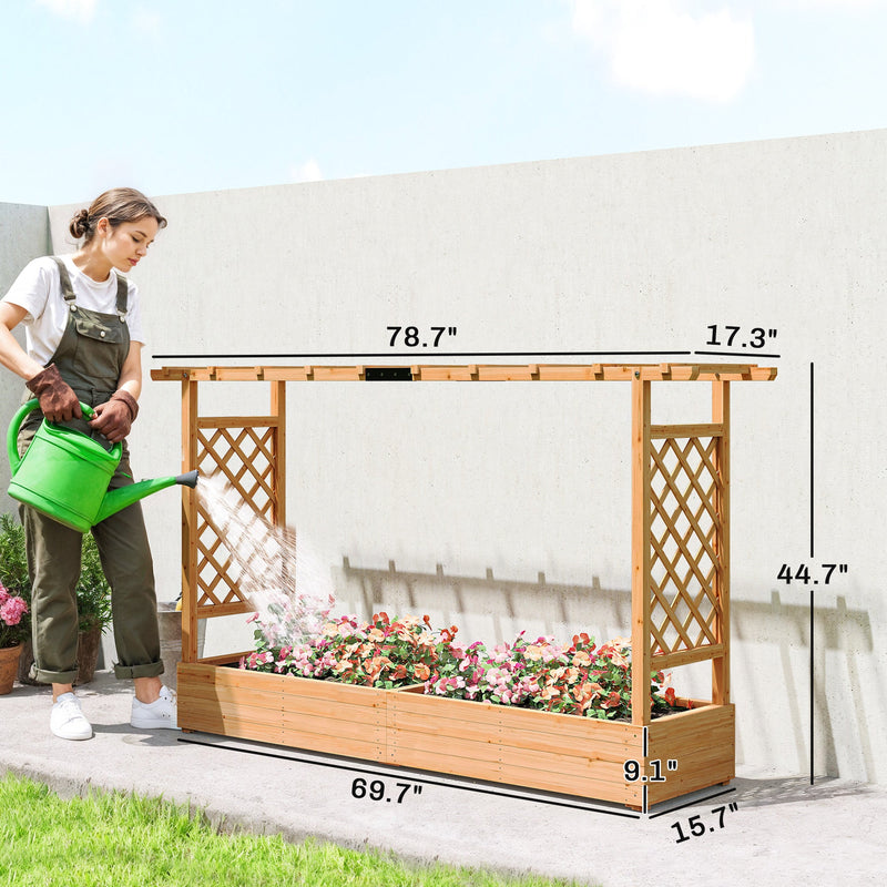 Wood Raised Garden Bed with Trellis - Large Outdoor Planter Box, photo 7 of 10