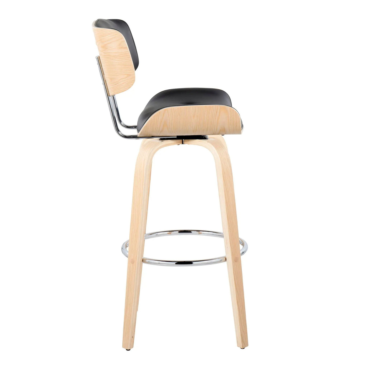 Lombardi - Mid Century Modern Fixed Height Barstool With Swivel With Round Footrest (Set of 2) by HouseOfZazla