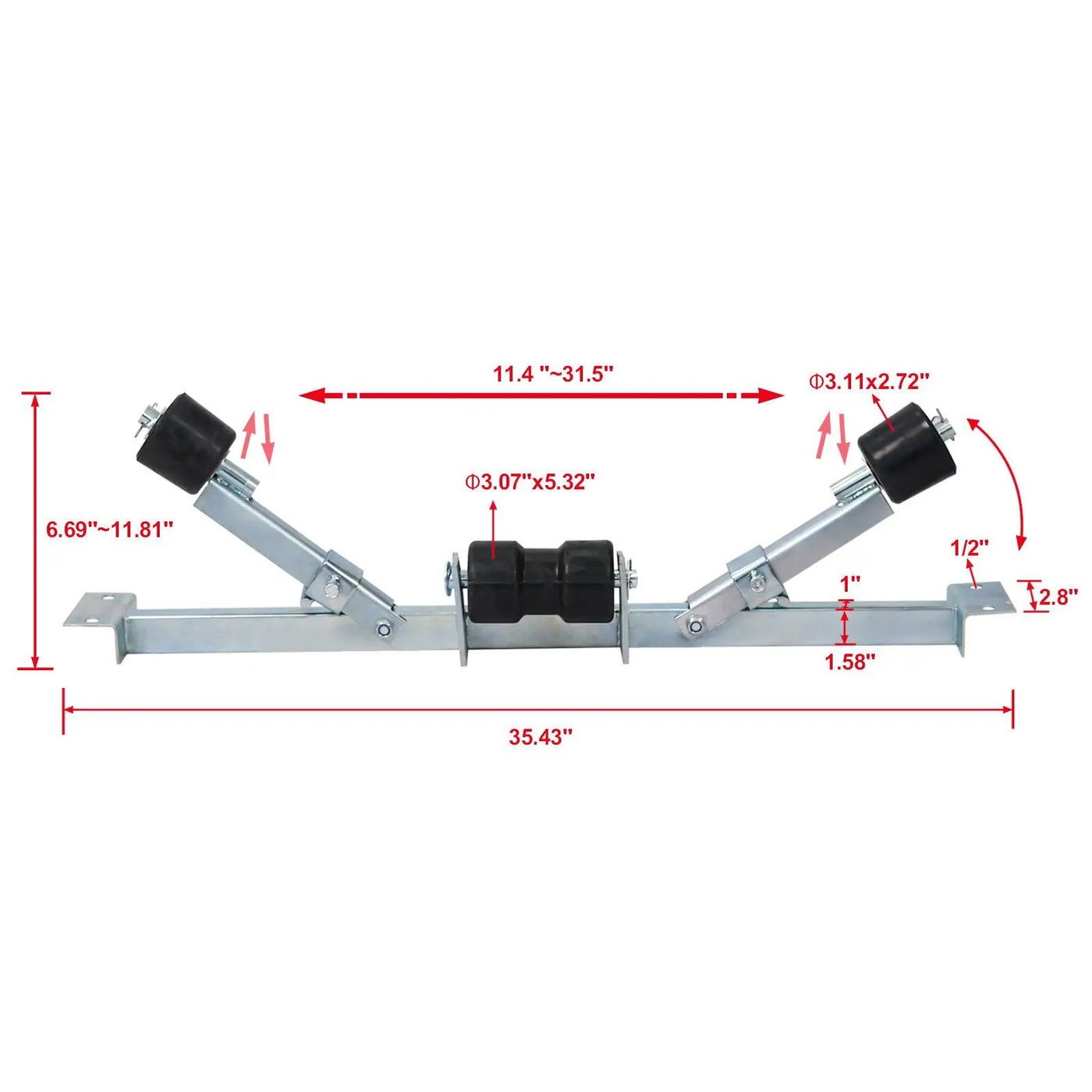 Heavy Duty Boat Trailer Support Bracket with Keel Rollers by HouseOfZazla