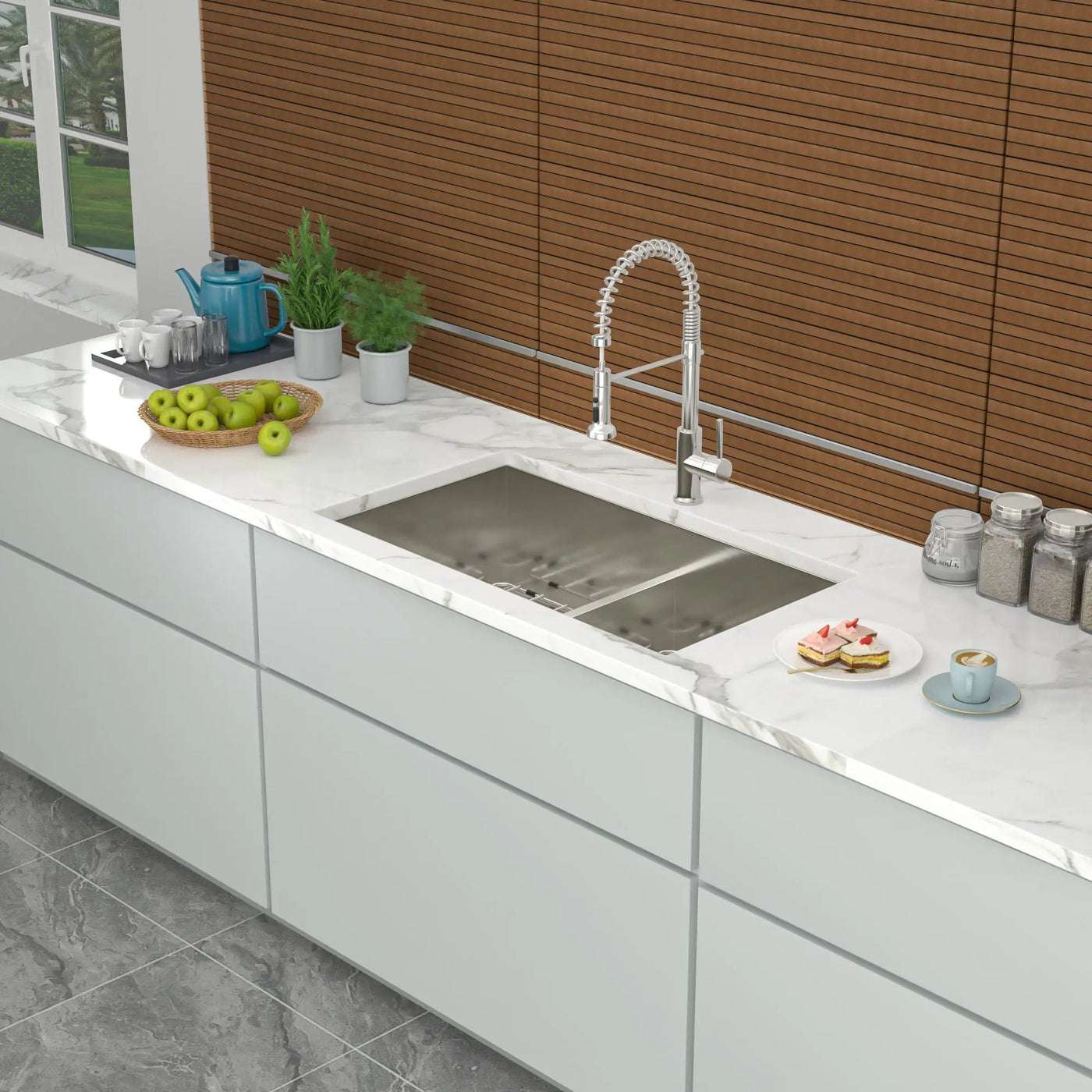 Modern Double Bowl Undermount Sink Design With 10" Deep Basins by HouseOfZazla
