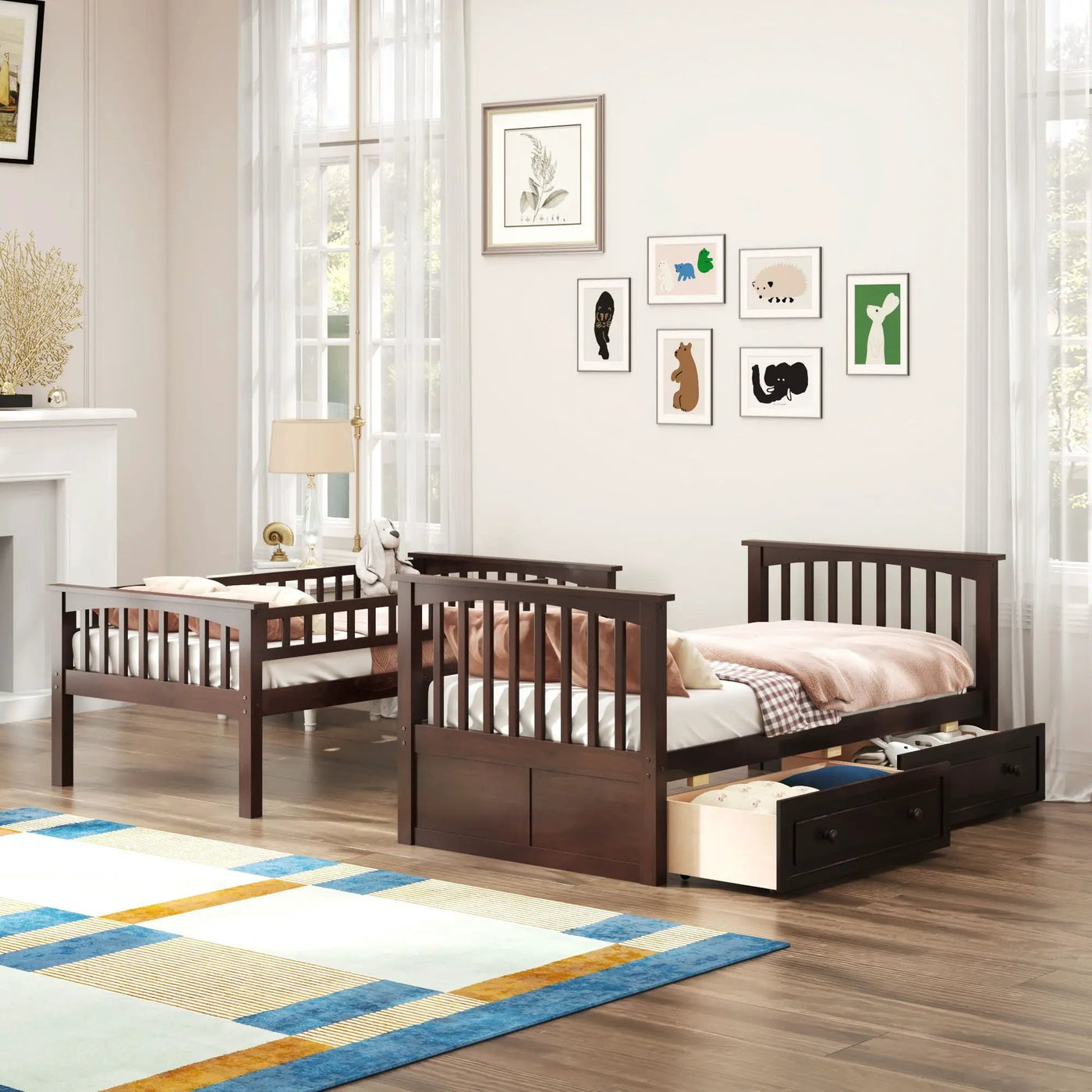 Bunk Bed With Drawers, Convertible Design by HouseOfZazla