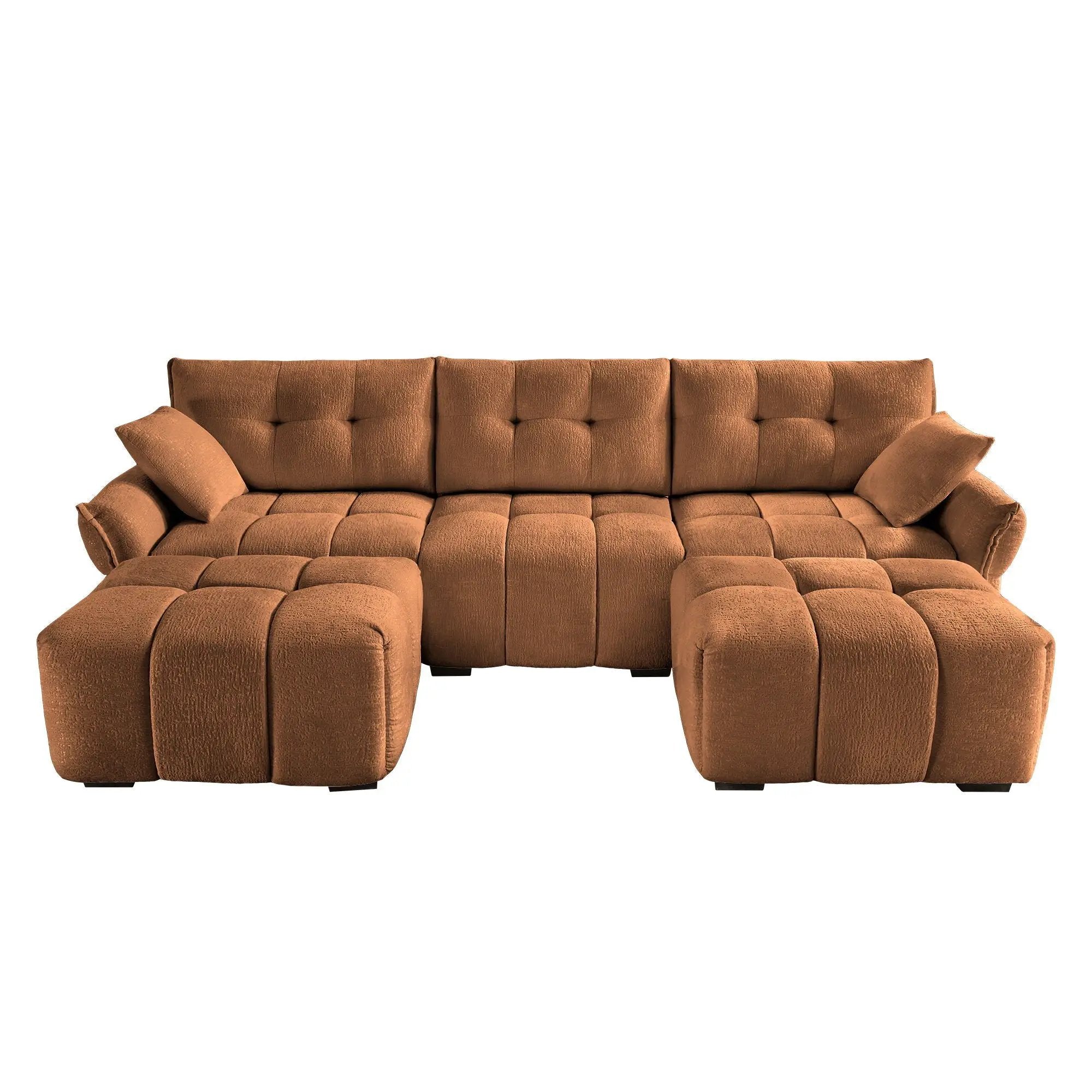 Sofa Set With Ottoman And Pillows, Textured, High Resilience Cushions by Unique Piece Furniture