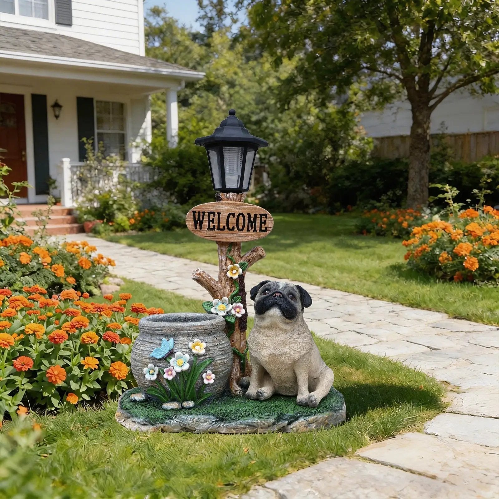Sitting Pug Dog Planter Statue by HouseOfZazla