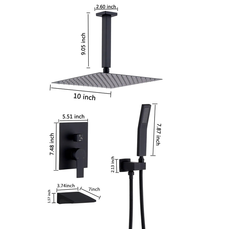 Wall Mount Shower System With High Pressure 10" Shower Head And Handheld by HouseOfZazla