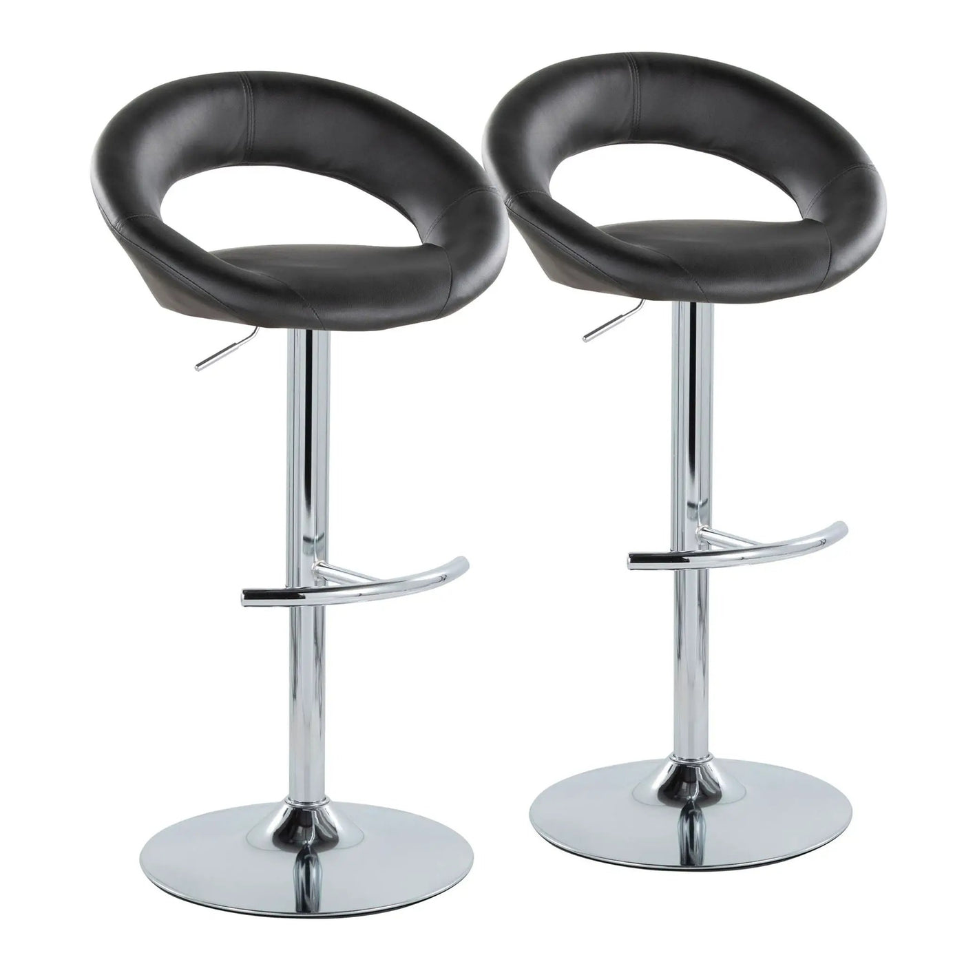 Posh - Contemporary Adjustable Barstool With Swivel With Rounded T Footrest (Set of 2) by HouseOfZazla