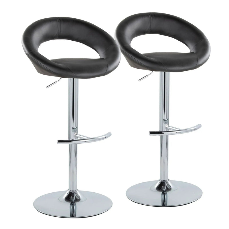 Posh - Contemporary Adjustable Barstool With Swivel With Rounded T Footrest (Set of 2) by HouseOfZazla