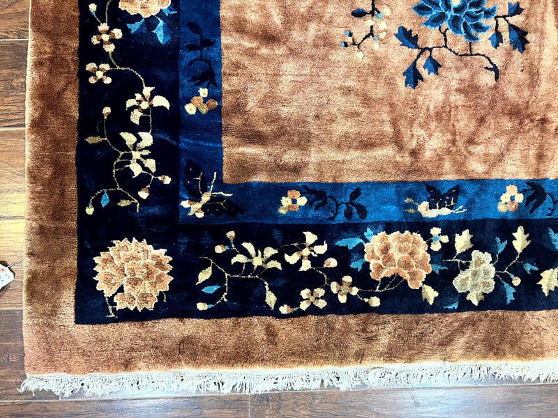 Antique Chinese Wool Rug 9x12, Large Peking Carpet, Handmade, Nichols Rug by Jewel Rugs