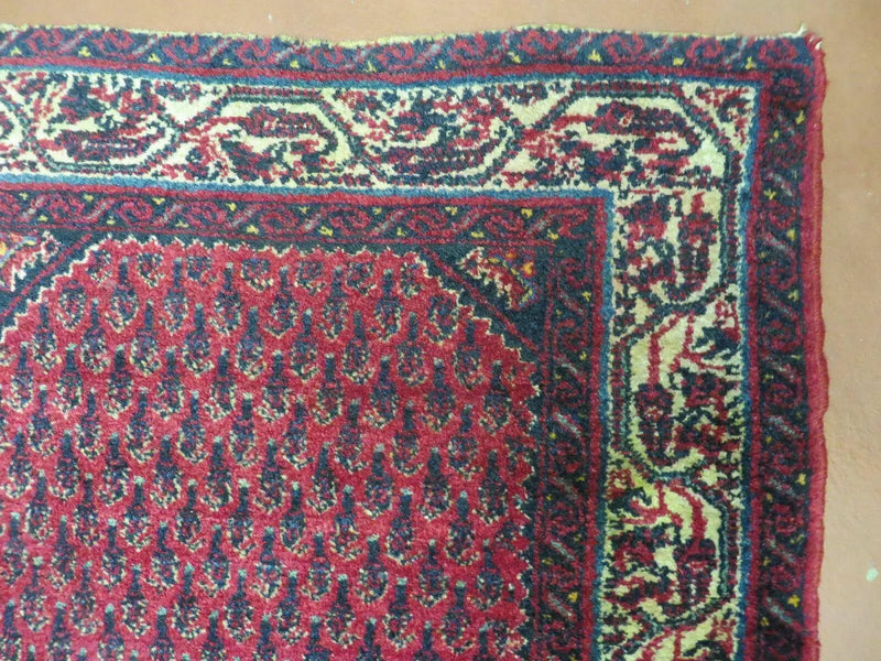 2.5' X 4' Vintage Handmade Indian Amritsar Wool Rug Paisley Design Red by Jewel Rugs